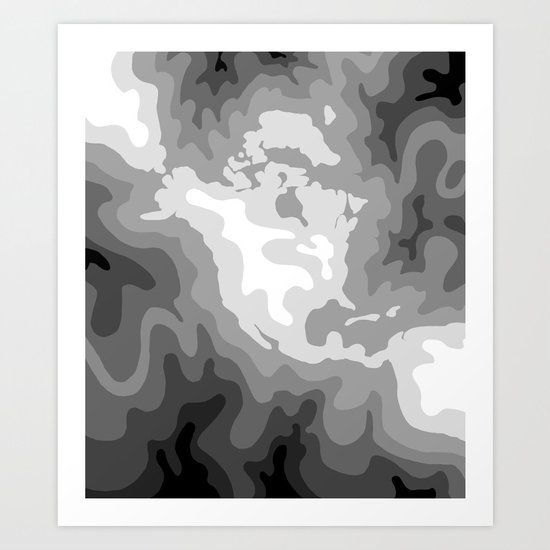 Map of North and Central America : WHITEOUT Art Print