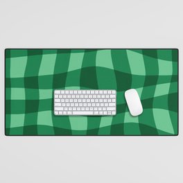 Warped Checkered Gingham Pattern (green) Desk Mat