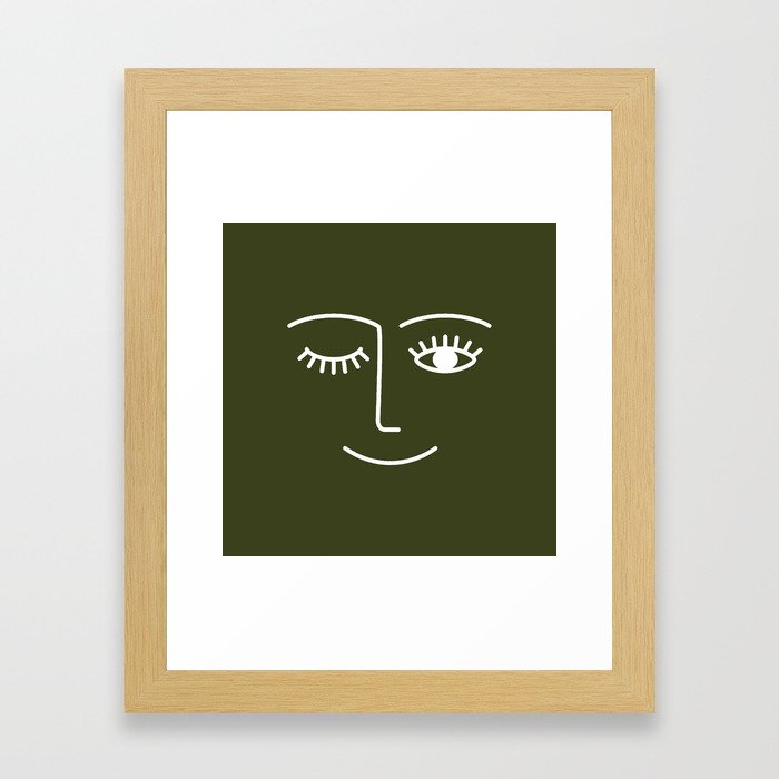 Wink (Olive Green) Framed Art Print