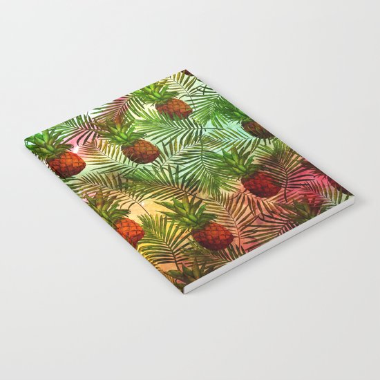 Pineapples - Tropical fruit watercolor illustration pattern Notebook