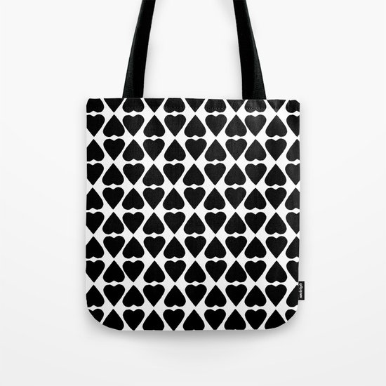 Diamond Hearts Repeat Black Tote Bag