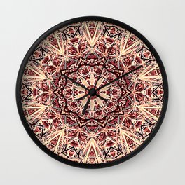 Beige Old Rose Mandala  Psychedelic Pattern Wall Clock