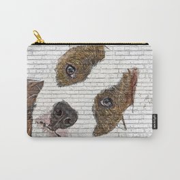 Good Looking Dog, American Staffordshire Terrier Dog - Brick Block Background Carry-All Pouch