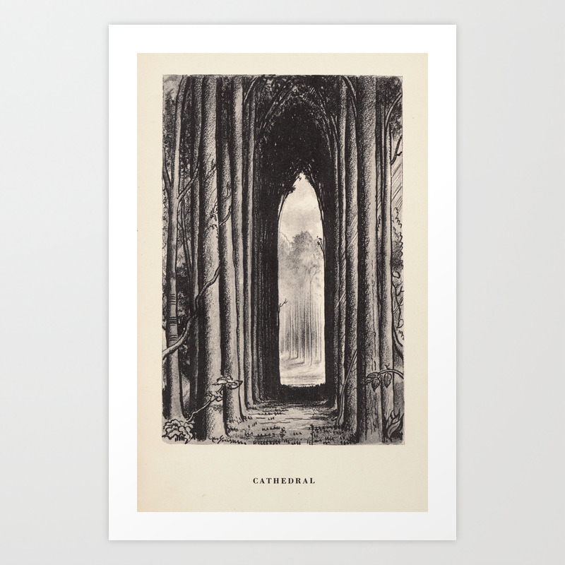 Cathedral From Trees At Night By Art Young Art Print By Brainpicker Society6