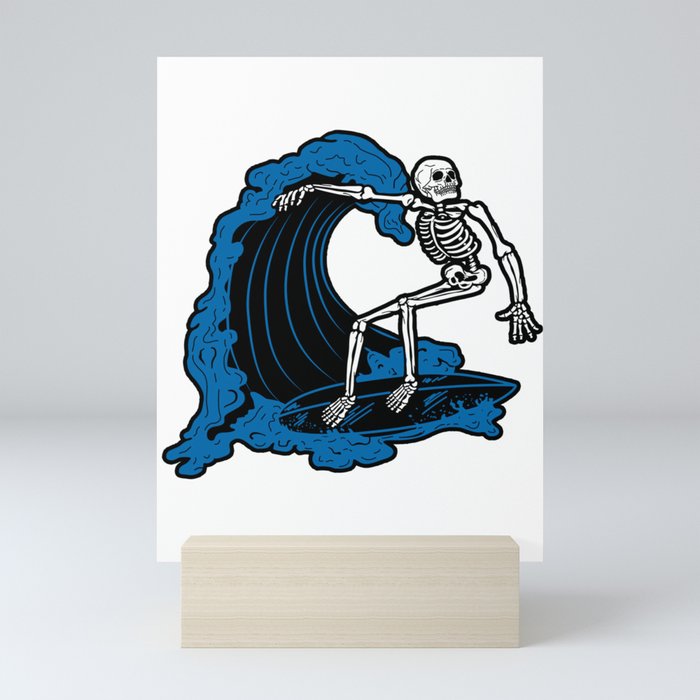 Skeleton Surfing Mini Art Print