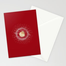 Watercolor Seashell and Sand on Red Stationery Card