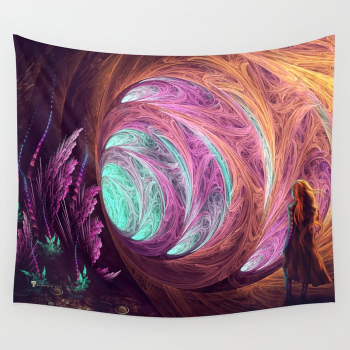 Towards The Light - Down the Rabbit hole - Fractal Wall Tapestry