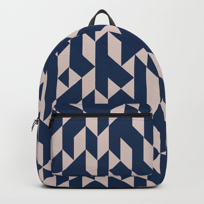 Abstract Geometric Pattern Pink and Navy Backpack