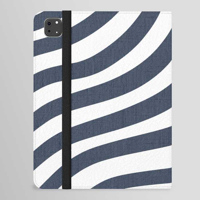 Navy Blue and White Stripes iPad Folio Case