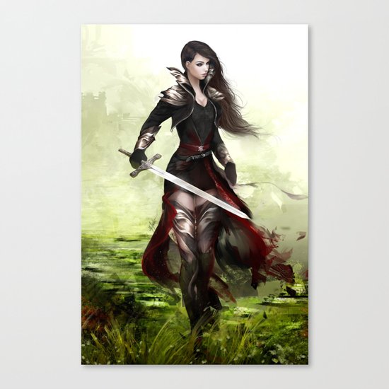 Lady knight - Warrior girl with sword concept art Canvas Print
