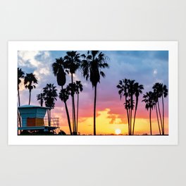 San Diego Sunset with Palm Trees Art Print