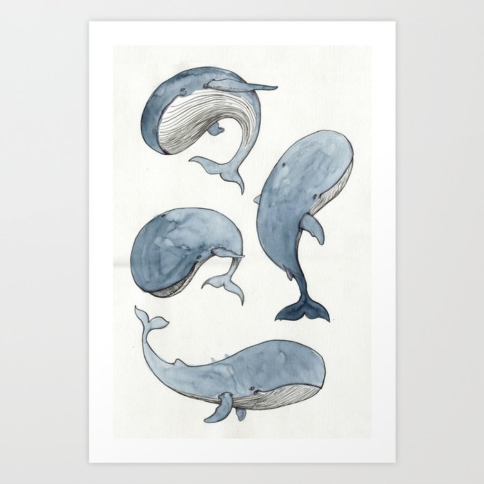 Dancing Whales Art Print