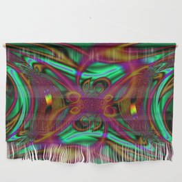 Trippy Green, Purple and Brown Fractal Swirls  Wall Hanging