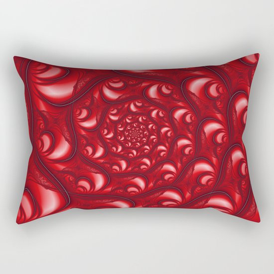 Fractal Web in Red White and Black Rectangular Pillow