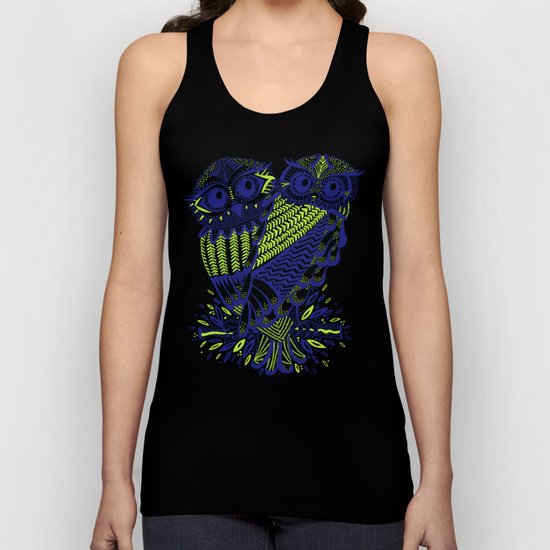 Owls – Navy & Lime Unisex Tank Top