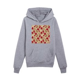 Vintage Floral Seamless Pattern with Red Flowers Kids Pullover Hoodies