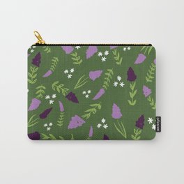 Allover Print of Lilacs with Sage & White on a Green Background Carry-All Pouch