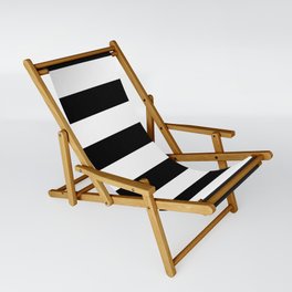 Stripe Black And White Horizontal Line Bold Minimalist Cabana Stripes Lines Drawing Sling Chair