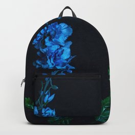 Blue Flowers on Black Backpack