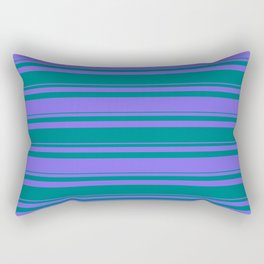 [ Thumbnail: Teal & Medium Slate Blue Colored Striped/Lined Pattern Rectangular Pillow ]