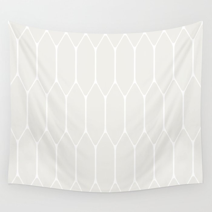 Long Honeycomb Minimalist Geometric Pattern in Off White Wall Tapestry