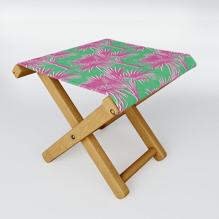 Retro Palm Trees Hot Pink and Kelly Green Folding Stool