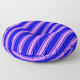 [ Thumbnail: Blue and Violet Colored Stripes/Lines Pattern Floor Pillow ]