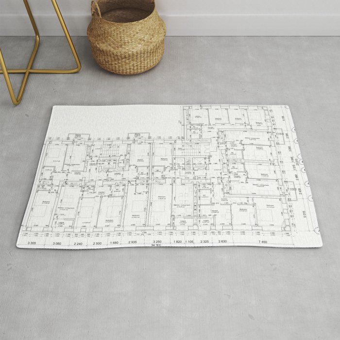 Detailed architectural floor layout Rug