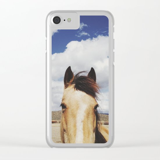 Cloudy Horse Head Clear iPhone Case