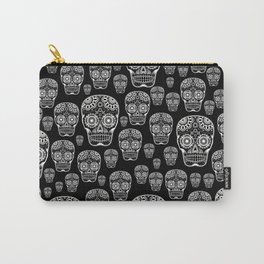 Black And White Sugar Skull Pattern Carry-All Pouch