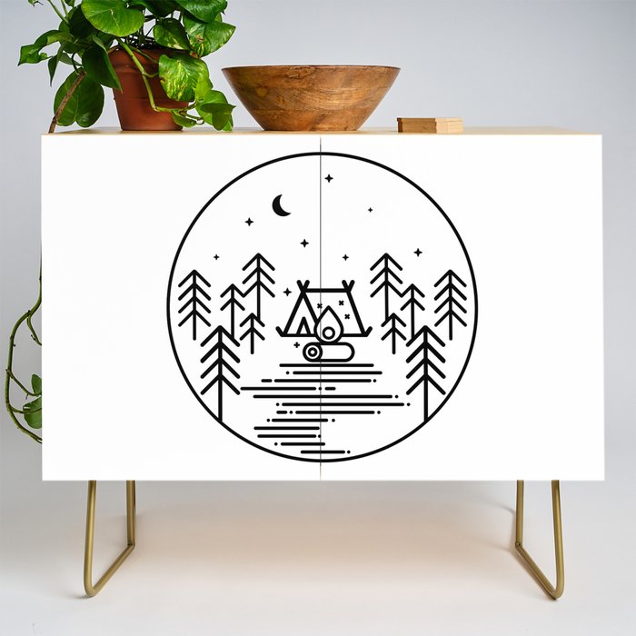 Camping in the Great Outdoors / Geometric / Nature / Camping Shirt / Outdoorsy Credenza