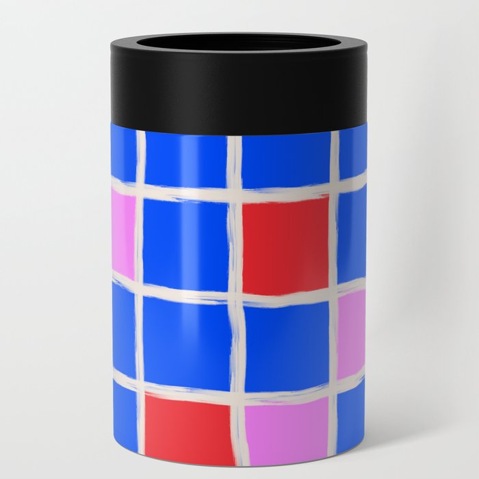 70s Retro Chequered Grid Tiles Can Cooler