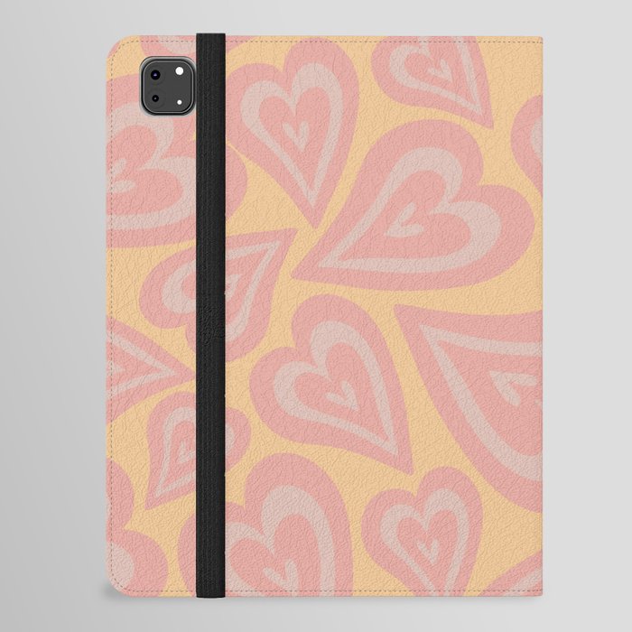 Retro Swirl Love - Bright Peach and Soft Pink iPad Folio Case