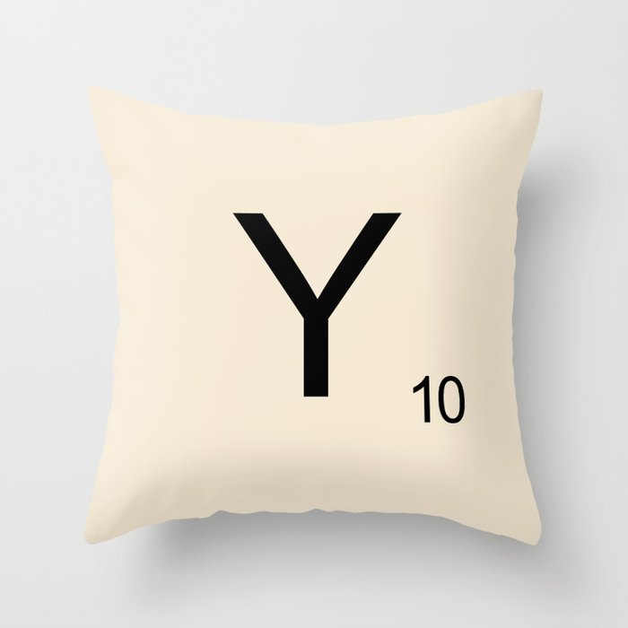 Scrabble Lettre Y Letter Throw Pillow