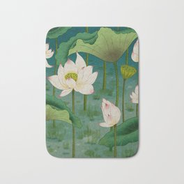 Lotus flowers A -  Minhwa-Korean traditional/folk art Bath Mat | Traditional, Botaniclart, Painting, Green, Floral, Giftideas, Illustration, Nature, Summer, Plant 