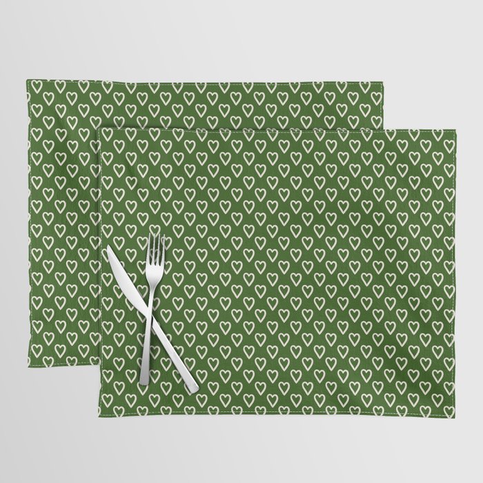  Green and white hearts for Valentines day Placemat