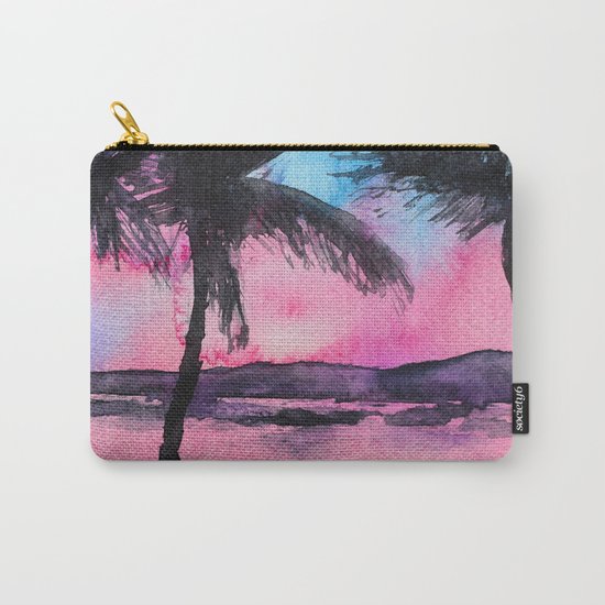 Tropical sunset || watercolor Carry-All Pouch