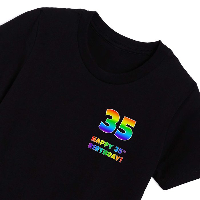 HAPPY 35TH BIRTHDAY - Multicolored Rainbow Spectrum Gradient Kids T Shirt