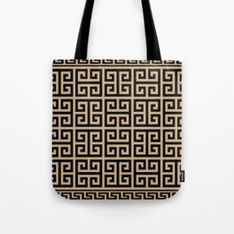 Greek Key (Tan & Black Pattern) Tote Bag