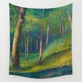 Maidenhair, Aspen, Ginkgo Biloba, & Birch Tree Forest landscape painting by Edmond Petitjean Wall Tapestry