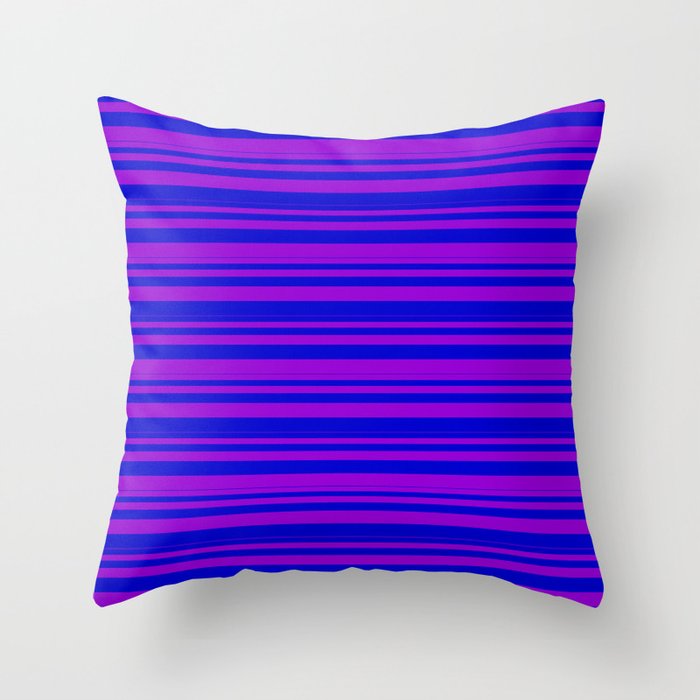 Dark Violet and Blue Colored Lines Pattern Throw Pillow