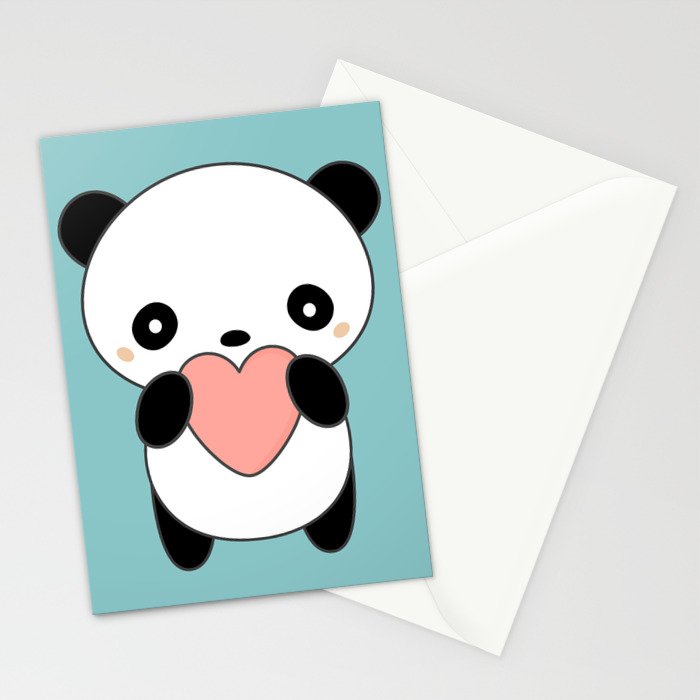 Kawaii Cute Panda With Heart Art Print by Wordsberry