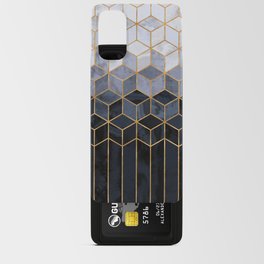Dark Blue Navy Gradient Cubes Pattern Android Card Case