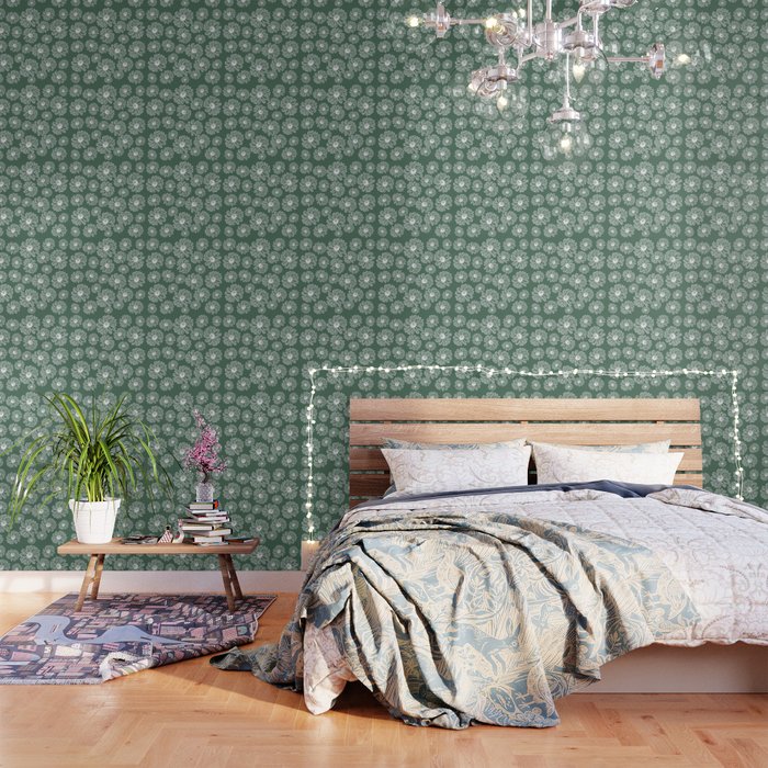 Pastel green daisies pattern Wallpaper