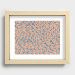 Orange blue mosaic checker Recessed Framed Print