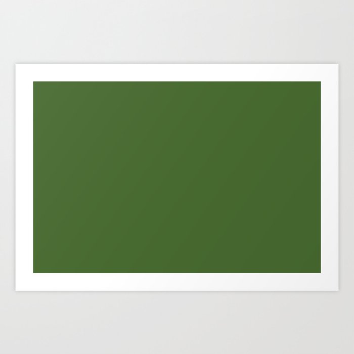 Dark Green Solid Color - Patternless Pairs Pantone 2022 Popular Color Treetop 18-0135 Art Print