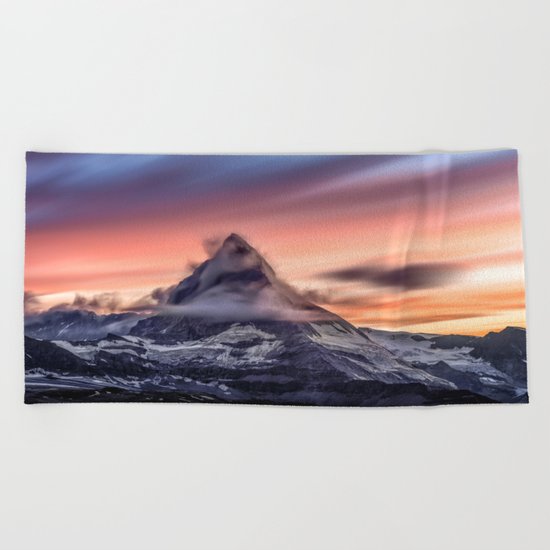 Mountains #fog #smoke Beach Towel