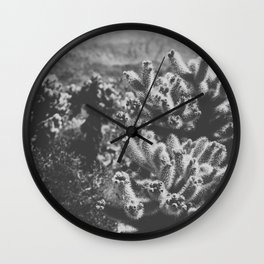 Chollo Cactus Garden (Black + White) Wall Clock