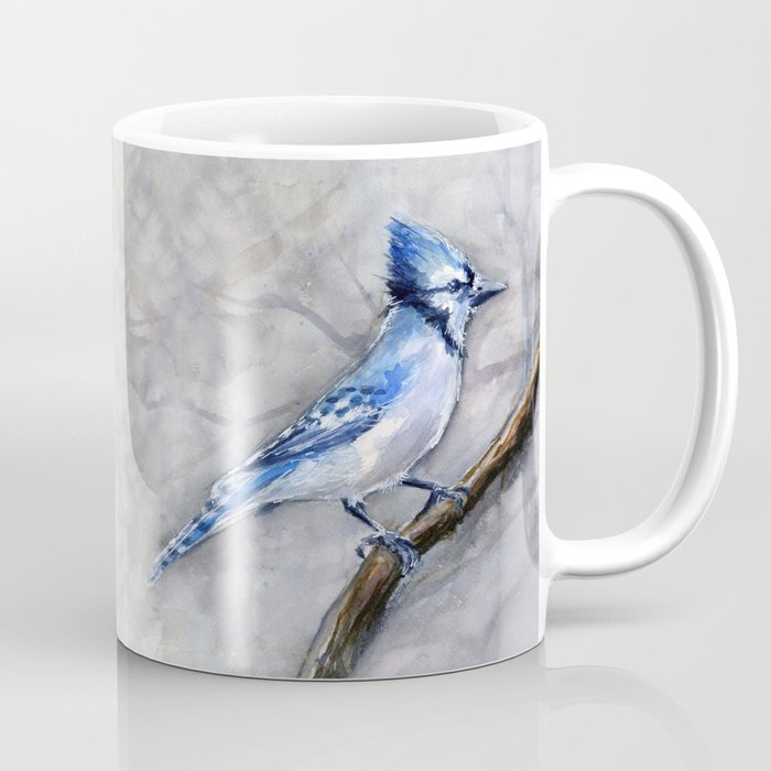 Blue Jay Watercolor Bird Coffee Mug