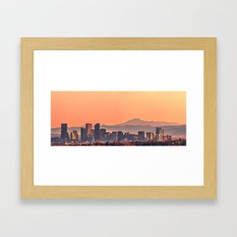 Denver Skyline at Sunset Framed Art Print